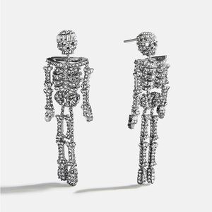 Bauble Bar “Drop Dead Hottie” Mini Silver Skeleton Earrings